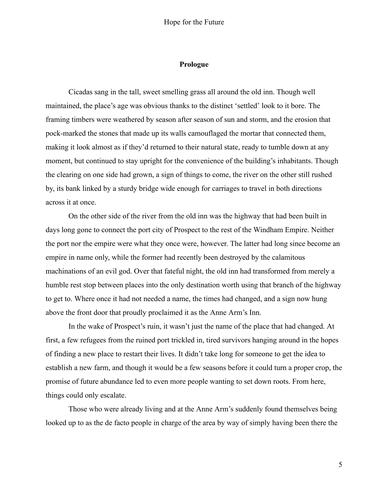 *Hope for the Future*, Prologue, Page 5